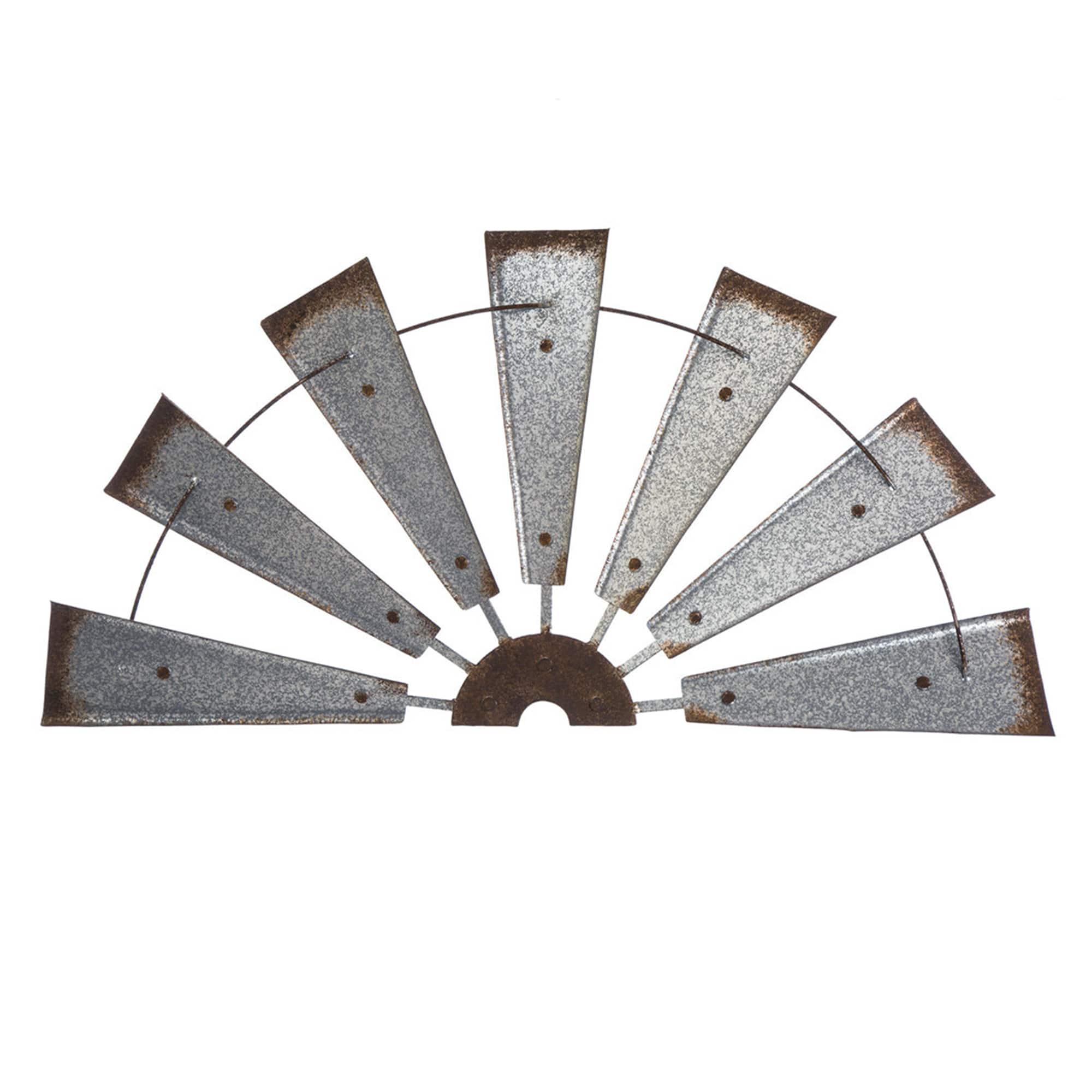 Glitzhome® Galvanized Metal Semi-Circle Windmill Wall Décor